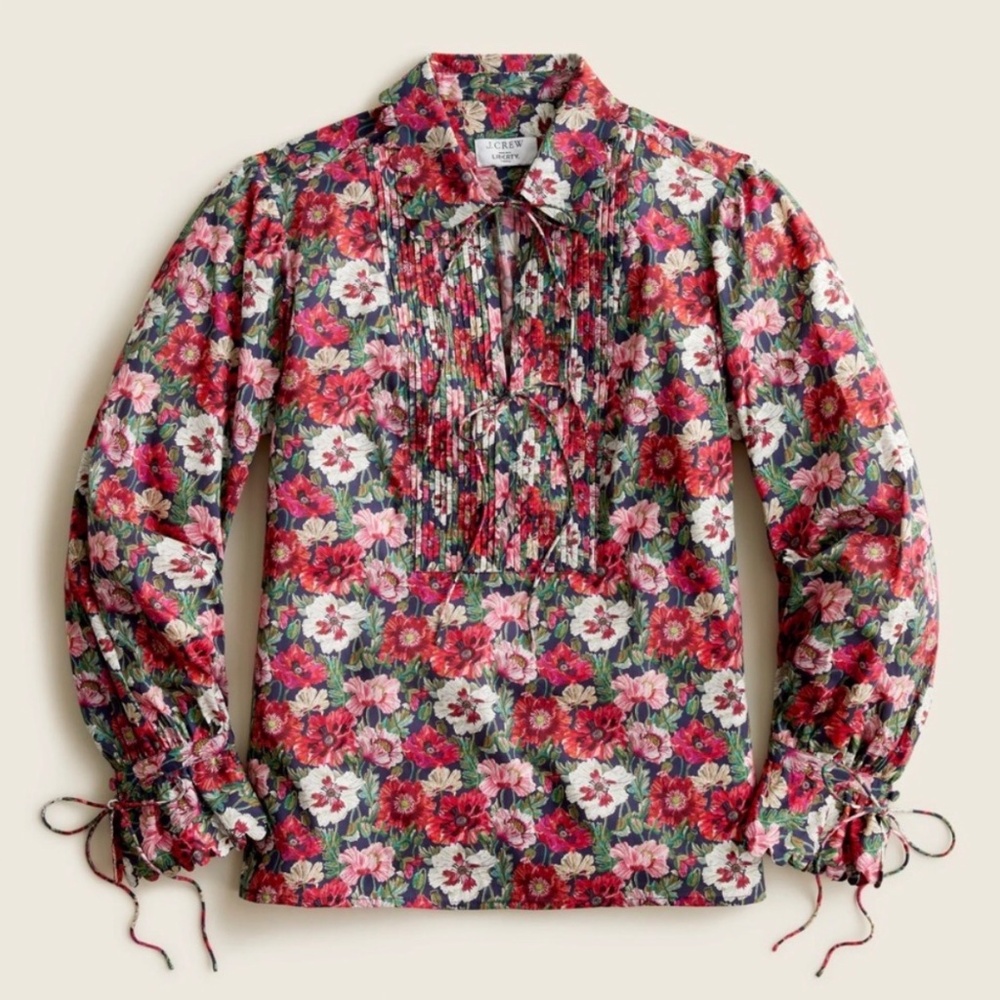 J. Crew Scalloped-sleeve top in Liberty Poppy Amelie floral Size M